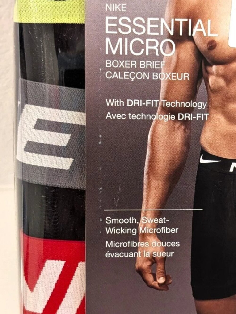 Nike Mens 3 Pack Dri-FIT Essential Micro Boxer Briefs Volt Grey Red XL 40-42 New
